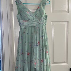 Floral Green Sleeveless Dress
